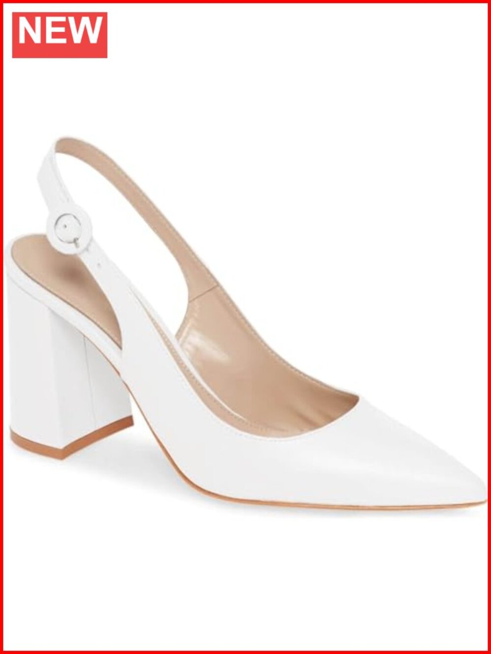 Faux Leather Slingback Block Heels Pointed Toe Work Dress Pumps